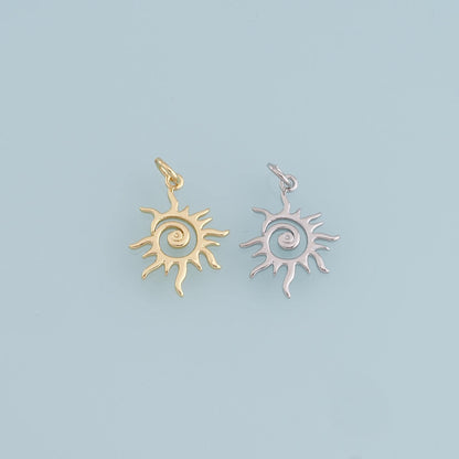 Gold Sun Charms,18K Gold Filled Sun Pendant,Celestial Charm Bracelet Necklace for DIY Jewelry Making Supply