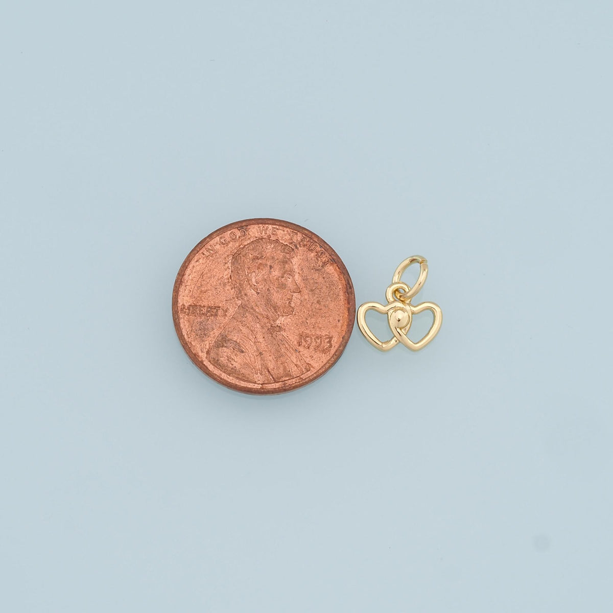 Gold Heart Charms,18K Gold Filled Tiny Heart Pendant,Double Heart Charm Bracelet Necklace for DIY Jewelry Making Supply