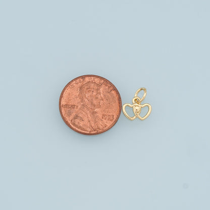Gold Heart Charms,18K Gold Filled Tiny Heart Pendant,Double Heart Charm Bracelet Necklace for DIY Jewelry Making Supply