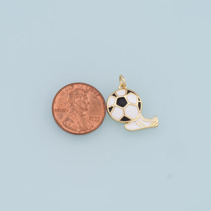 Gold Football Charms,18K Gold Filled Football Pendant,Soccer Shoes Charm Bracelet Necklace for DIY Jewelry Making Supply