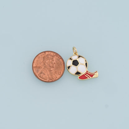 Gold Football Charms,18K Gold Filled Football Pendant,Soccer Shoes Charm Bracelet Necklace for DIY Jewelry Making Supply