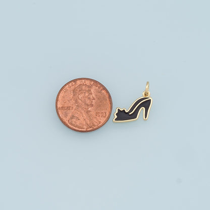 Gold High Heel Charms,18K Gold Filled High Heel Pendant,Enamel Stiletto Heels Charm Bracelet Necklace for DIY Jewelry Making 