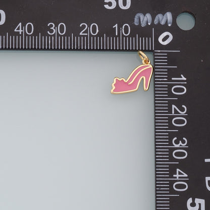 Gold High Heel Charms,18K Gold Filled High Heel Pendant,Enamel Stiletto Heels Charm Bracelet Necklace for DIY Jewelry Making 