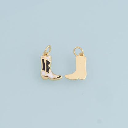 Gold Boots Charms,18K Gold Filled Boots Pendant,Enamel Cowboy Boots Charm Bracelet Necklace for DIY Jewelry Making Supply