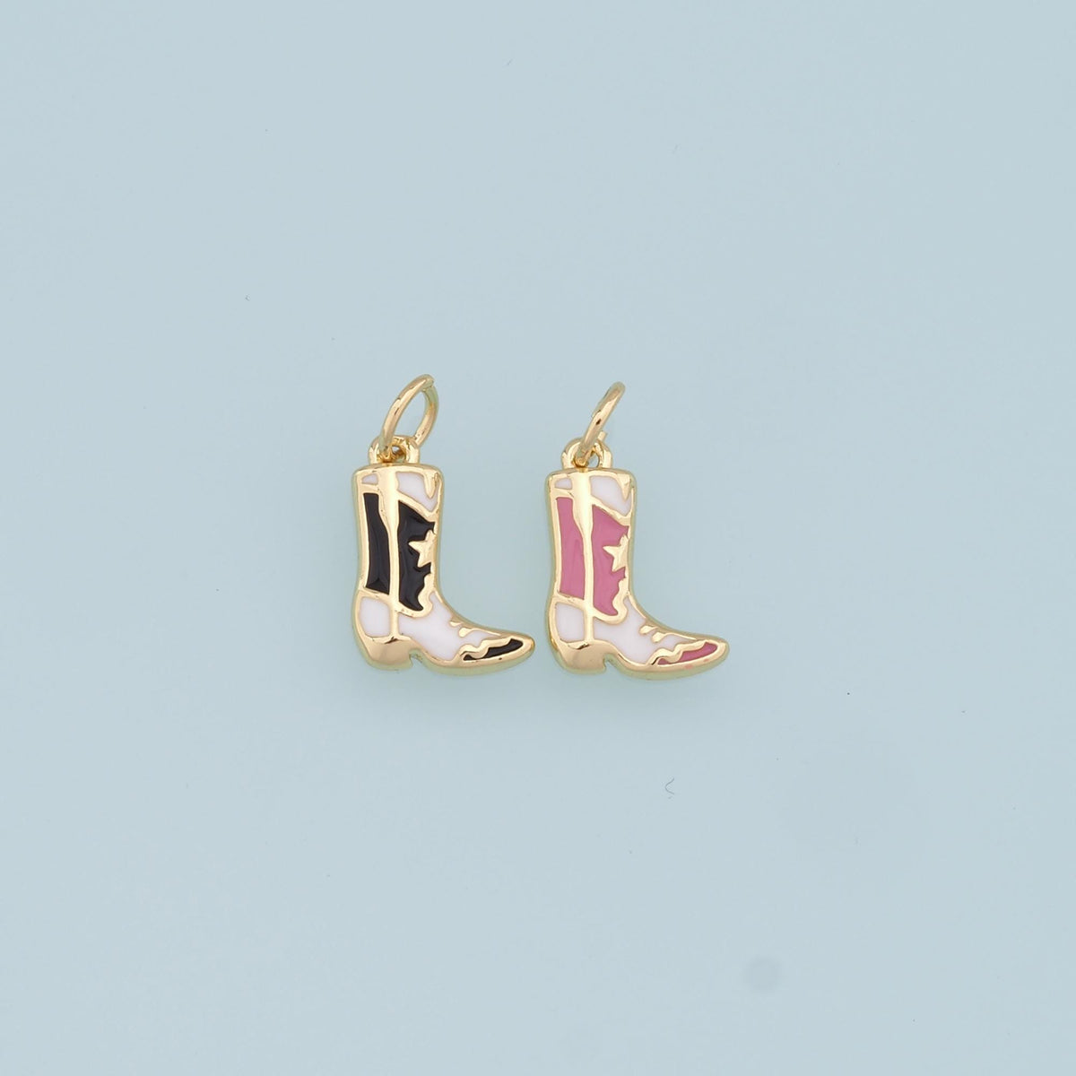 Gold Boots Charms,18K Gold Filled Boots Pendant,Enamel Cowboy Boots Charm Bracelet Necklace for DIY Jewelry Making Supply