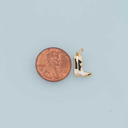 Gold Boots Charms,18K Gold Filled Boots Pendant,Enamel Cowboy Boots Charm Bracelet Necklace for DIY Jewelry Making Supply