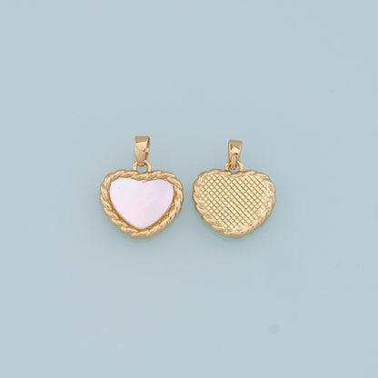 Gold Heart Charms,18K Gold Filled Shell Heart Pendant,Heart Charm Bracelet Necklace for DIY Jewelry Making Supply