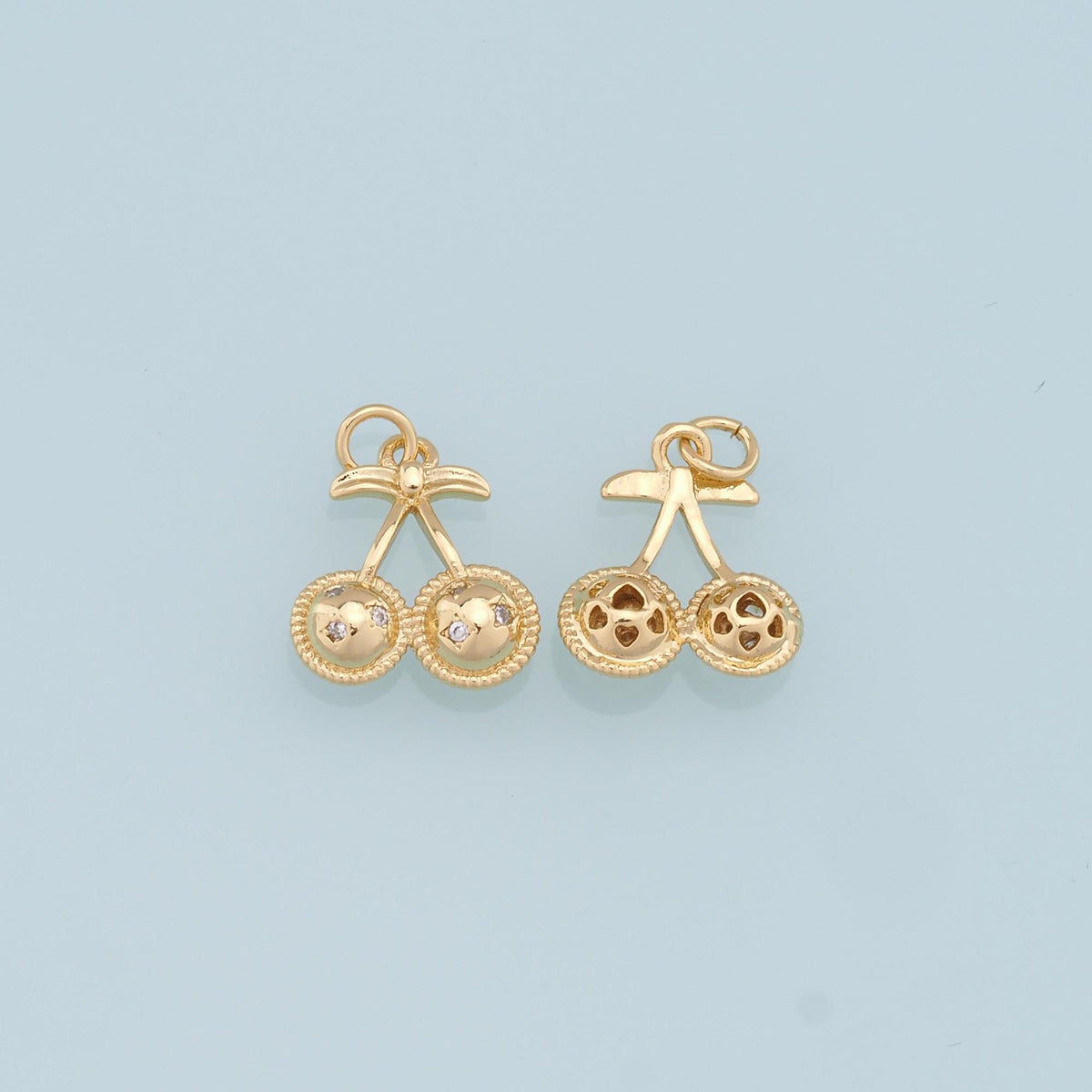 18K Gold Filled Cherry Charm Pendant for Jewelry Making