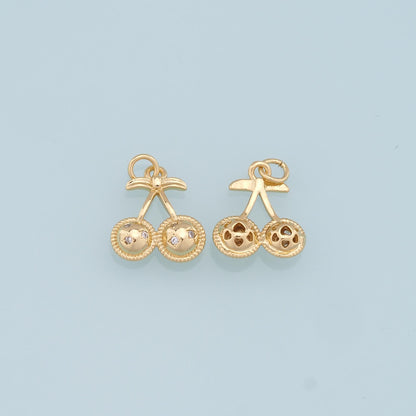 18K Gold Filled Cherry Charm Pendant for Jewelry Making