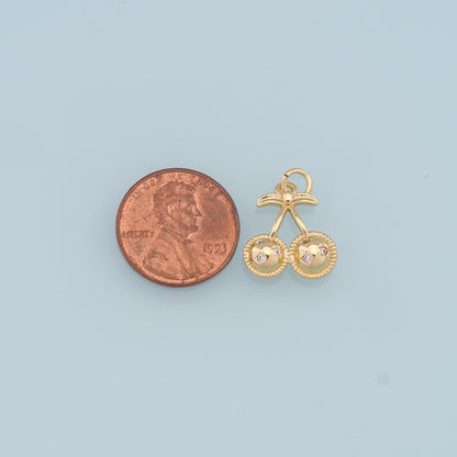 18K Gold Filled Cherry Charm Pendant for Jewelry Making
