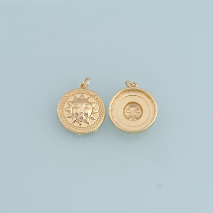 18K Gold Filled Sun Charm Pendant for Jewelry Making