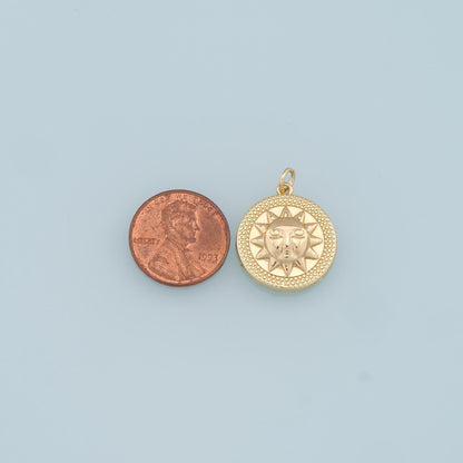 18K Gold Filled Sun Charm Pendant for Jewelry Making