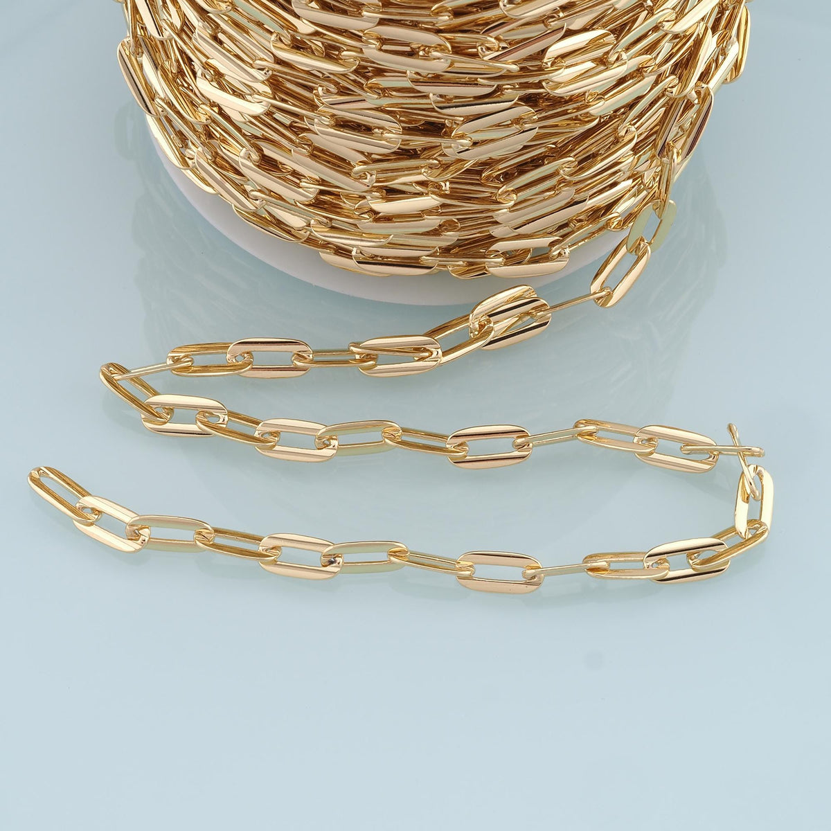 18K Gold Filled Oval Paperclip Chain 13.5 mm, 3.28 ft for Jewelry Making
