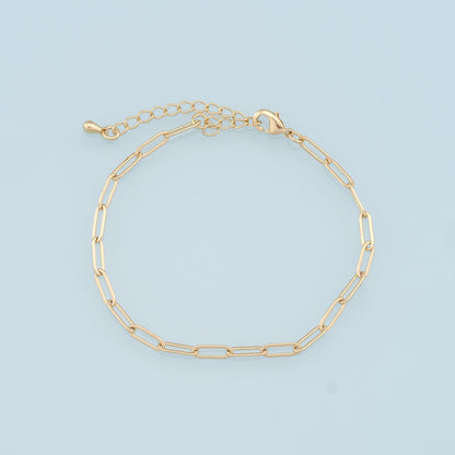 Gold Adjustable Chain,18K Gold Filled Rectangle Bracelet,Semi Finished Bracelets,Bracelets for Jewelry Making