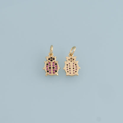 Gold beetle Connector Charms,18K Gold Filled CZ Micro Pave beetle Pendant,beetle Charm Bracelet Necklace for DIY Jewelry Maki