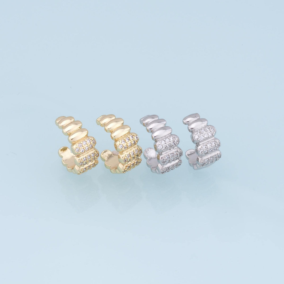 1pair 18K Gold Filled Dainty CZ Hoop Earrings,CZ Ear Cuff No Piercing,Cartilage Earring,Ear Wrap Earrings