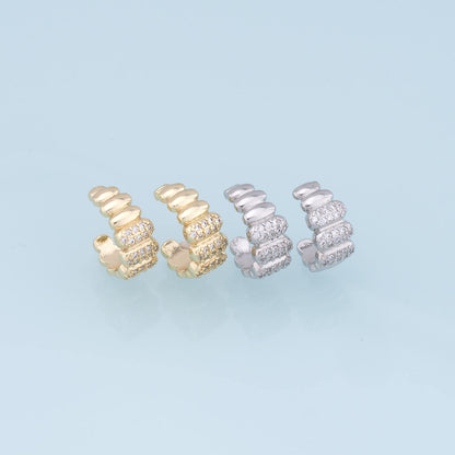 1pair 18K Gold Filled Dainty CZ Hoop Earrings,CZ Ear Cuff No Piercing,Cartilage Earring,Ear Wrap Earrings