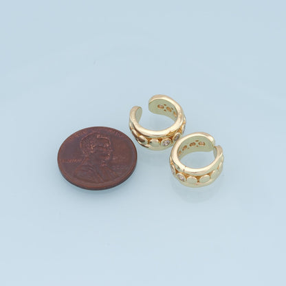 1pair 18K Gold Filled Dainty CZ Hoop Earrings,CZ Ear Cuff No Piercing,Cartilage Earring,Ear Wrap Earrings
