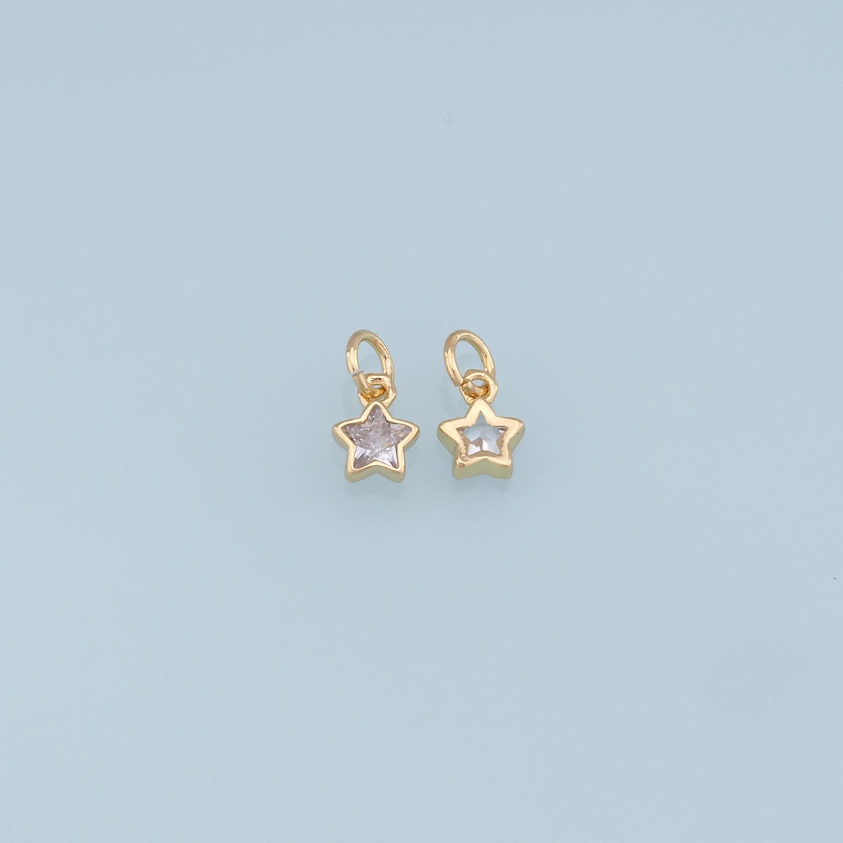 Gold Star Charms,18K Gold Filled CZ Star Pendant,Celestial Charm Bracelet Necklace for DIY Jewelry Making Supply