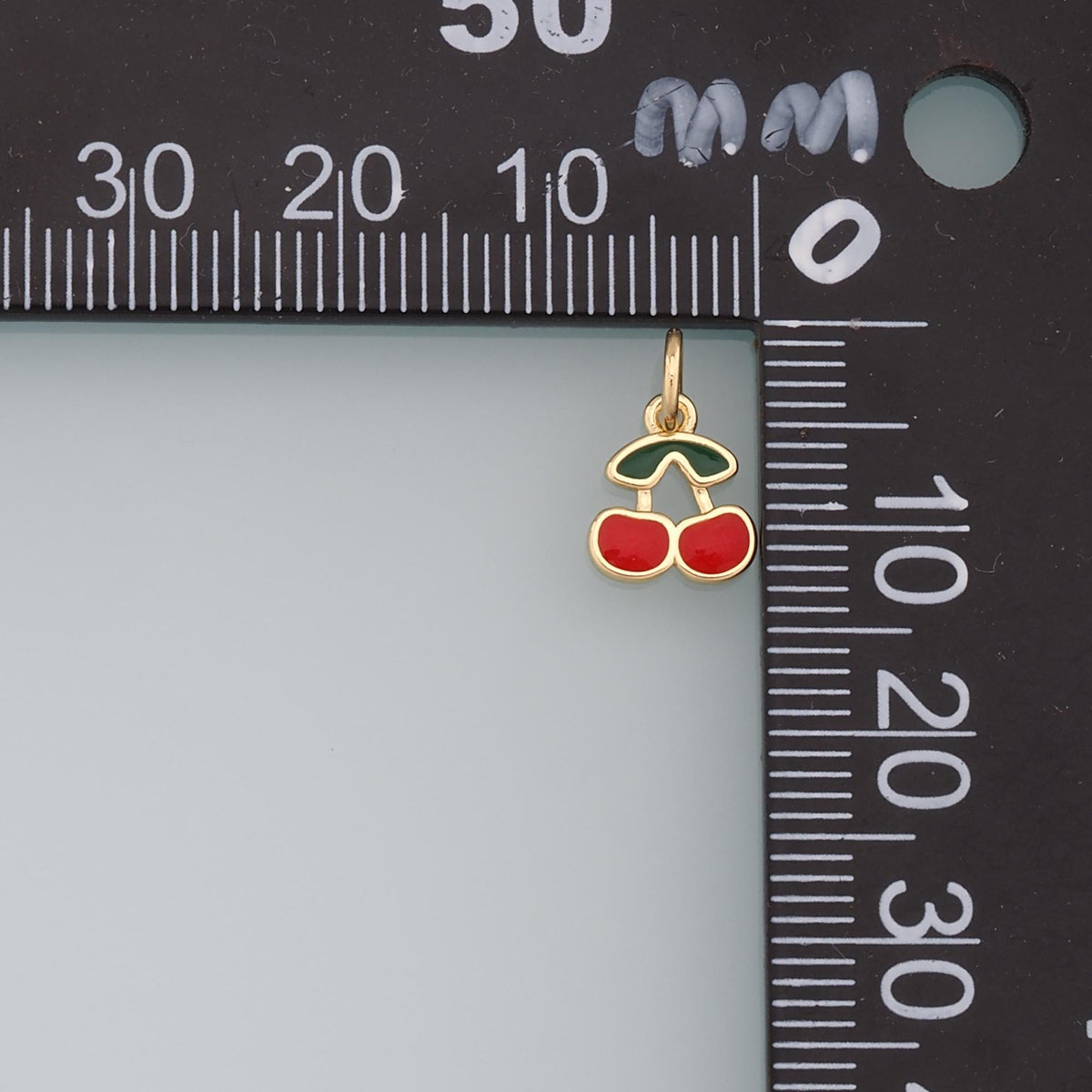 Gold Cherry Charms,18K Gold Filled Enamel Cherry Pendant,Fruit Charm Bracelet Necklace for DIY Jewelry Making Supply