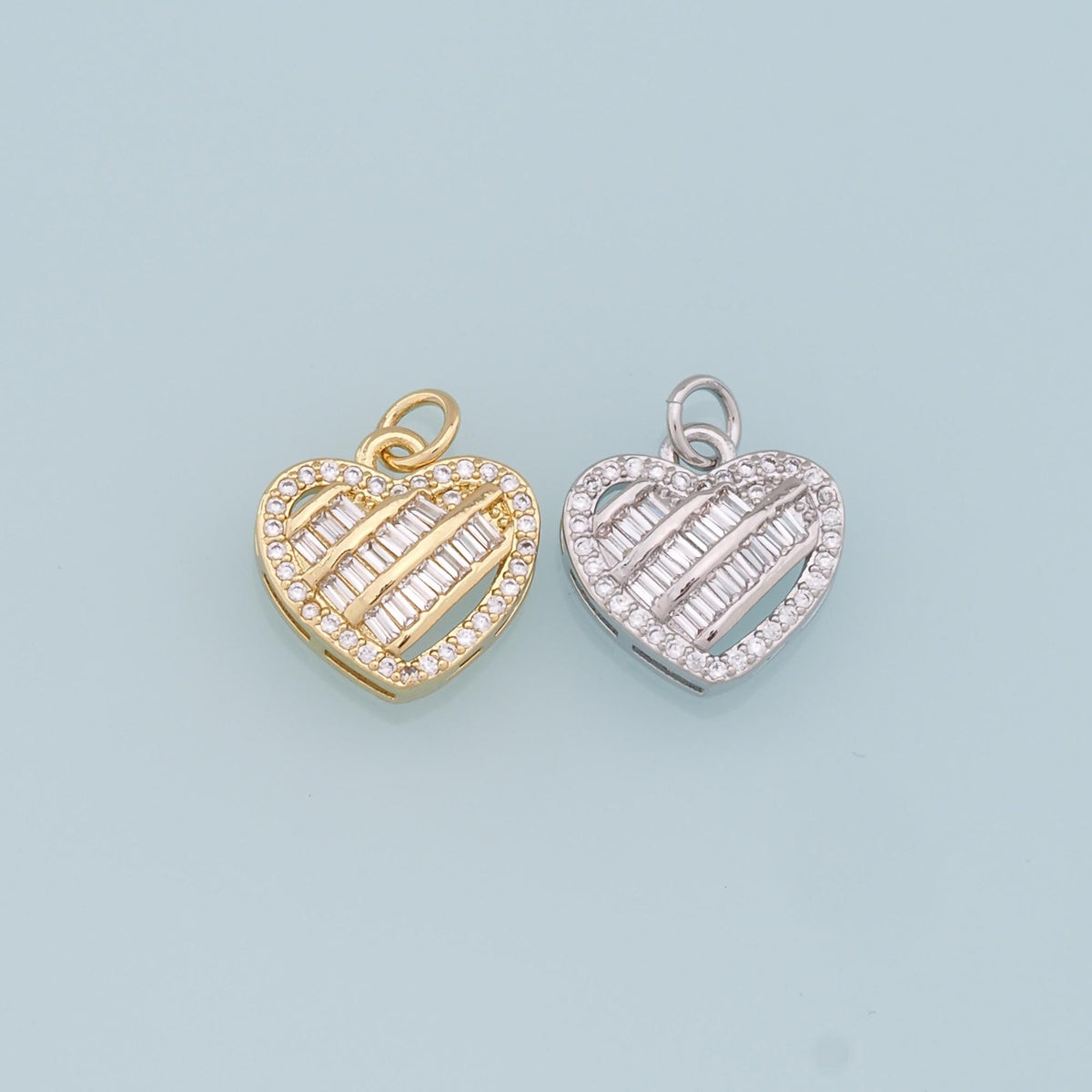 Gold Heart Charms,18K Gold Filled Heart Pendant,CZ Heart Charm Bracelet Necklace for DIY Jewelry Making Supply