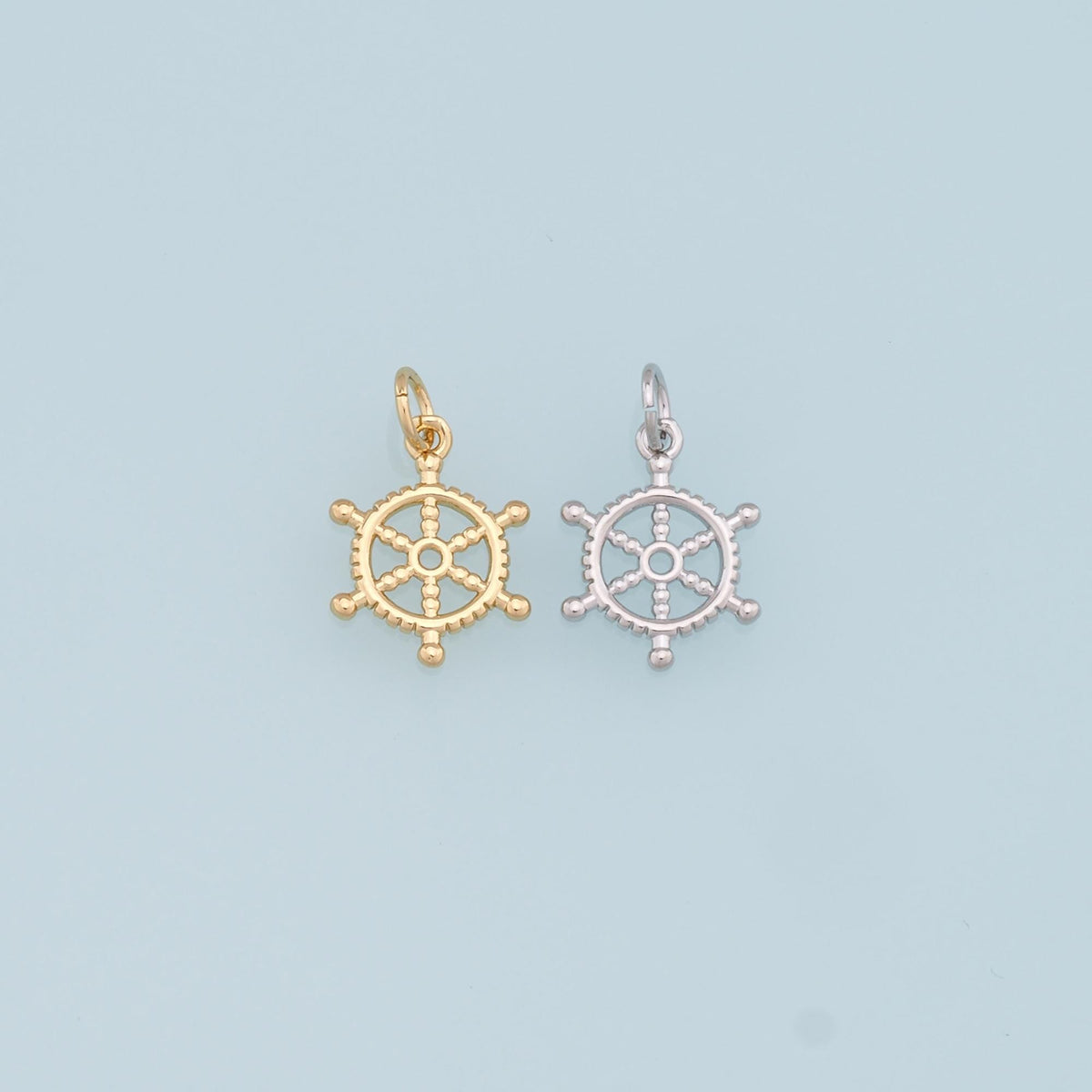 18K Gold Filled Rudder Pendant,Nautical Charm Bracelet Necklace for DIY Jewelry Making Supply