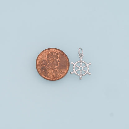 18K Gold Filled Rudder Pendant,Nautical Charm Bracelet Necklace for DIY Jewelry Making Supply