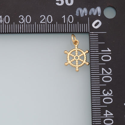 18K Gold Filled Rudder Pendant,Nautical Charm Bracelet Necklace for DIY Jewelry Making Supply