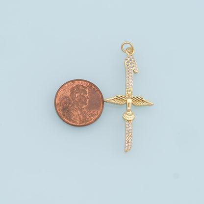 18K Gold Filled Hand CZ Charm Pendant for Jewelry Making