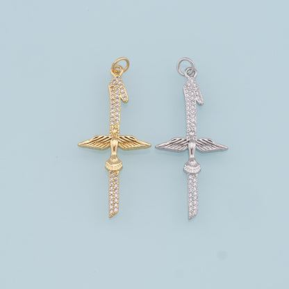 18K Gold Filled Hand CZ Charm Pendant for Jewelry Making