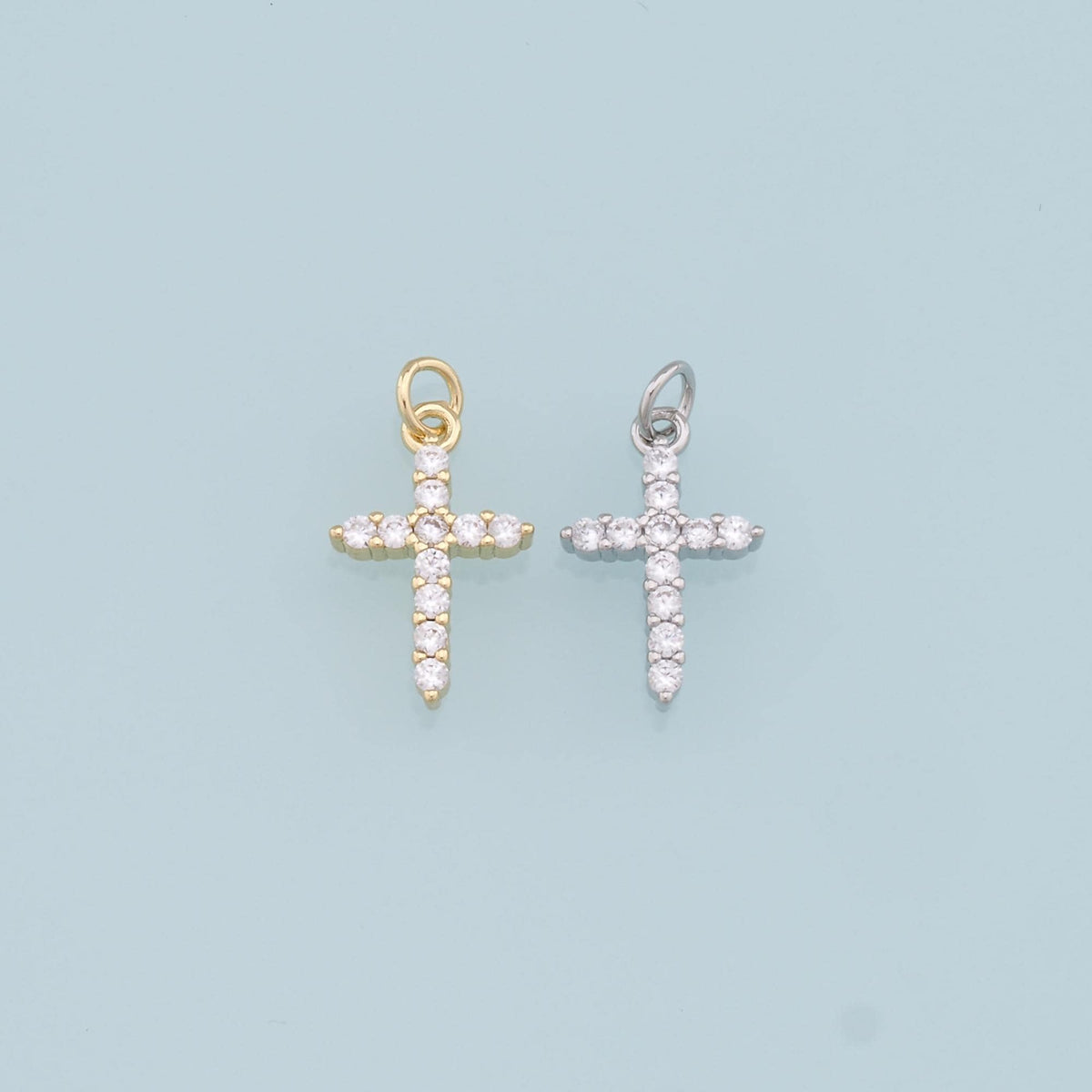 Gold Cross Charms,18K Gold Filled Cross Pendant,CZ Micro Pave Cross Charm Bracelet Necklace for DIY Jewelry Making Supply