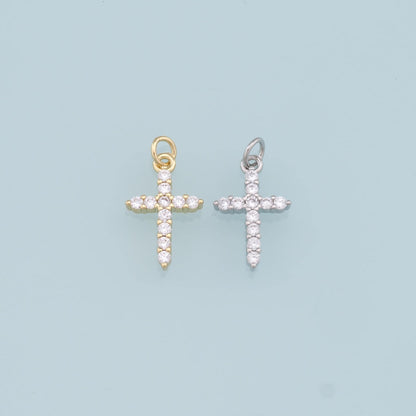 Gold Cross Charms,18K Gold Filled Cross Pendant,CZ Micro Pave Cross Charm Bracelet Necklace for DIY Jewelry Making Supply