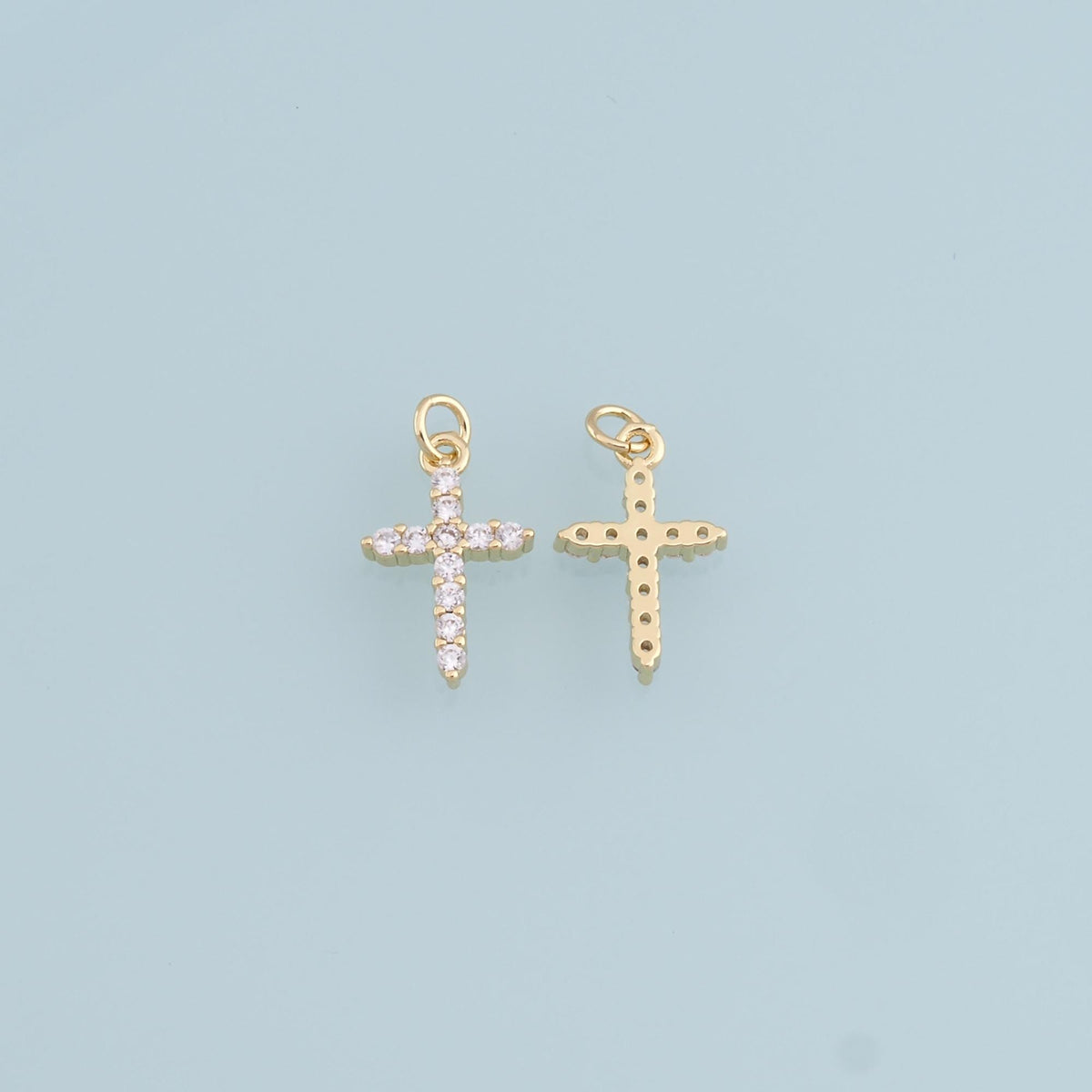 Gold Cross Charms,18K Gold Filled Cross Pendant,CZ Micro Pave Cross Charm Bracelet Necklace for DIY Jewelry Making Supply