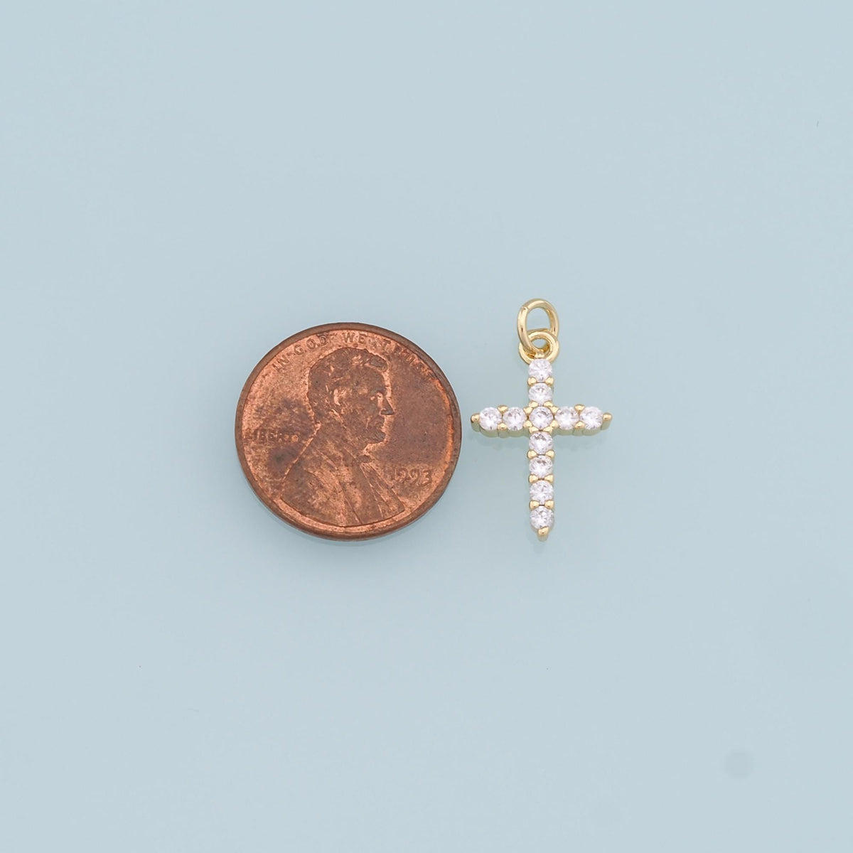 Gold Cross Charms,18K Gold Filled Cross Pendant,CZ Micro Pave Cross Charm Bracelet Necklace for DIY Jewelry Making Supply