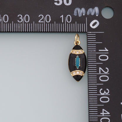Gold Football Charms,18K Gold Filled Football Pendant,Football Charm Bracelet Necklace for DIY Jewelry Making Supply