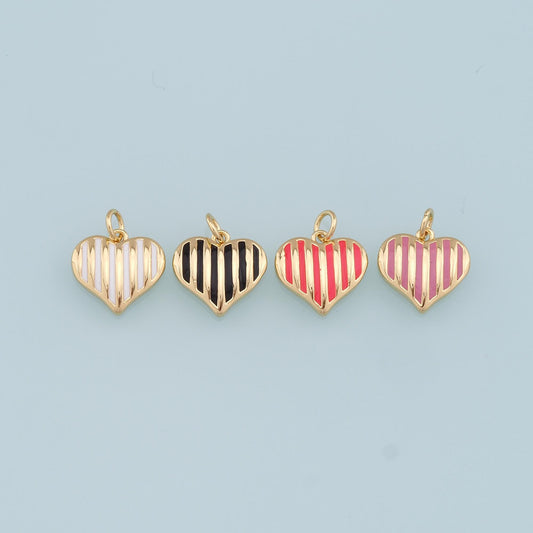 Gold Heart Charms,18K Gold Filled Heart Pendant,Enamel Heart Charm Bracelet Necklace for DIY Jewelry Making Supply