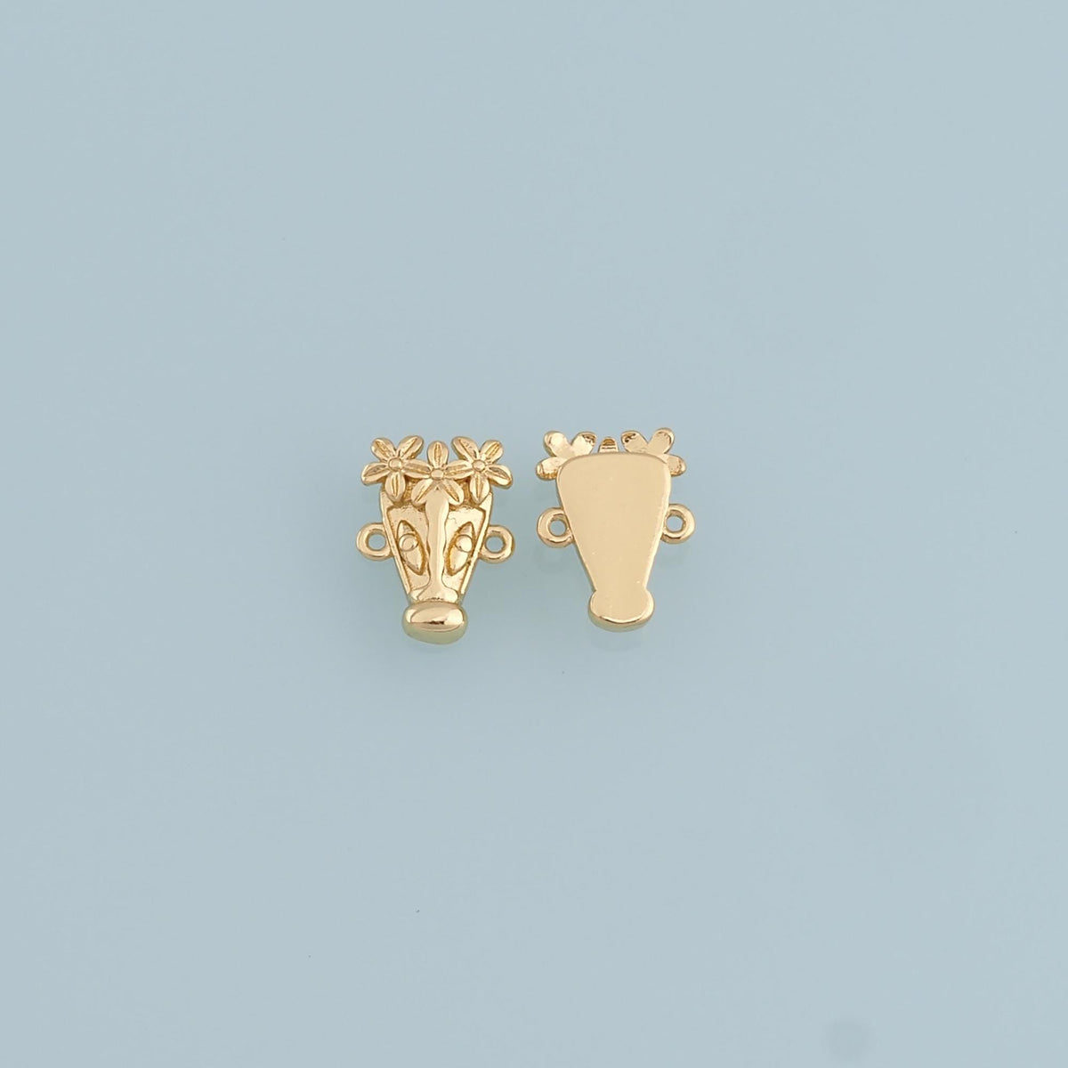 Gold Flower Charms,18K Gold Filled Flower Pendant,Silver Vase Charm Bracelet Necklace for DIY Jewelry Making Supply