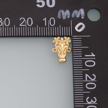 Gold Flower Charms,18K Gold Filled Flower Pendant,Silver Vase Charm Bracelet Necklace for DIY Jewelry Making Supply