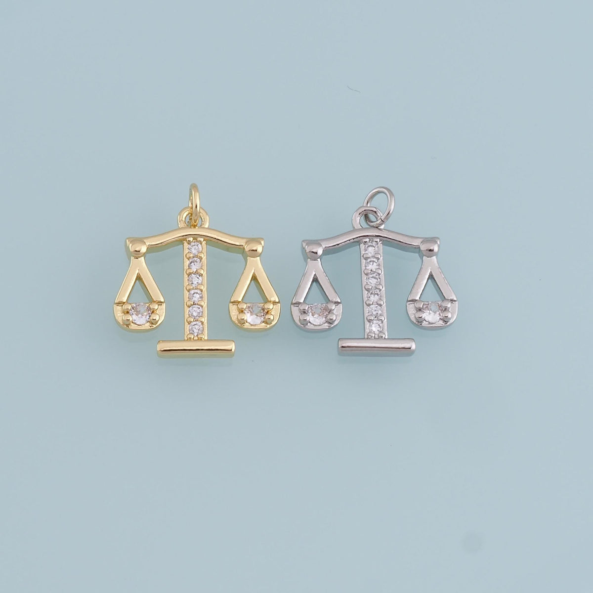 Gold Balance Scale Charms,18K Gold Filled CZ Balance Pendant Charm Bracelet Necklace for DIY Jewelry Making Supply