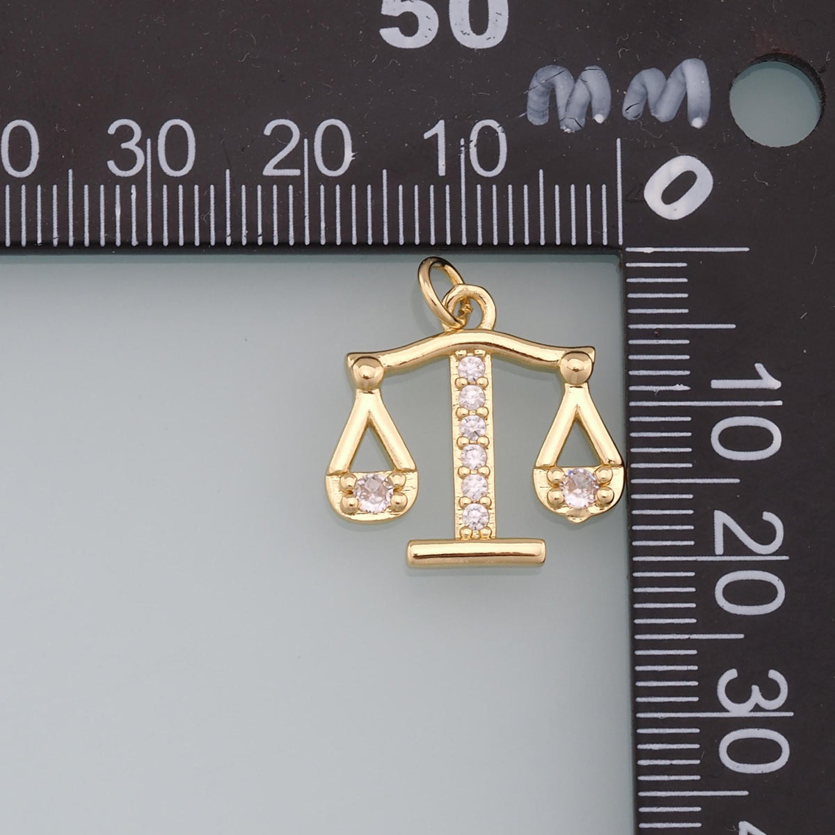 Gold Balance Scale Charms,18K Gold Filled CZ Balance Pendant Charm Bracelet Necklace for DIY Jewelry Making Supply