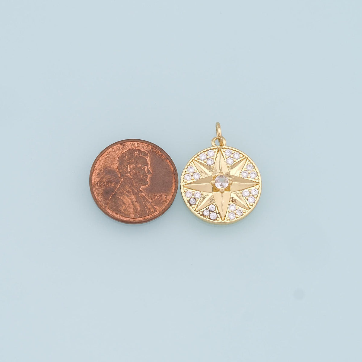 Gold Star Charms,18K Gold Filled CZ Starburst Pendant,North Star Charm Bracelet Necklace for DIY Jewelry Making Supply