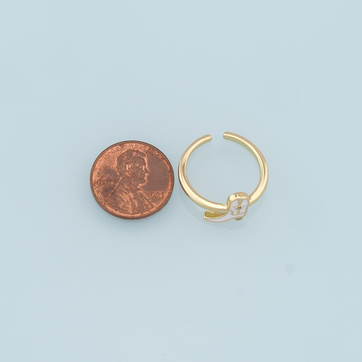 Gold Boots Ring,18K Gold Filled Enamel Boots Ring,Classic Little Bow jewelry