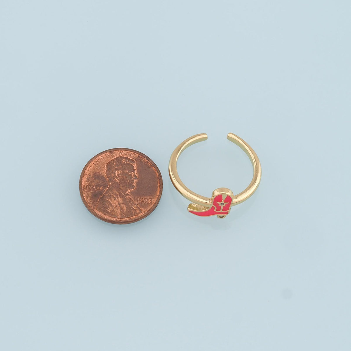 Gold Boots Ring,18K Gold Filled Enamel Boots Ring,Classic Little Bow jewelry