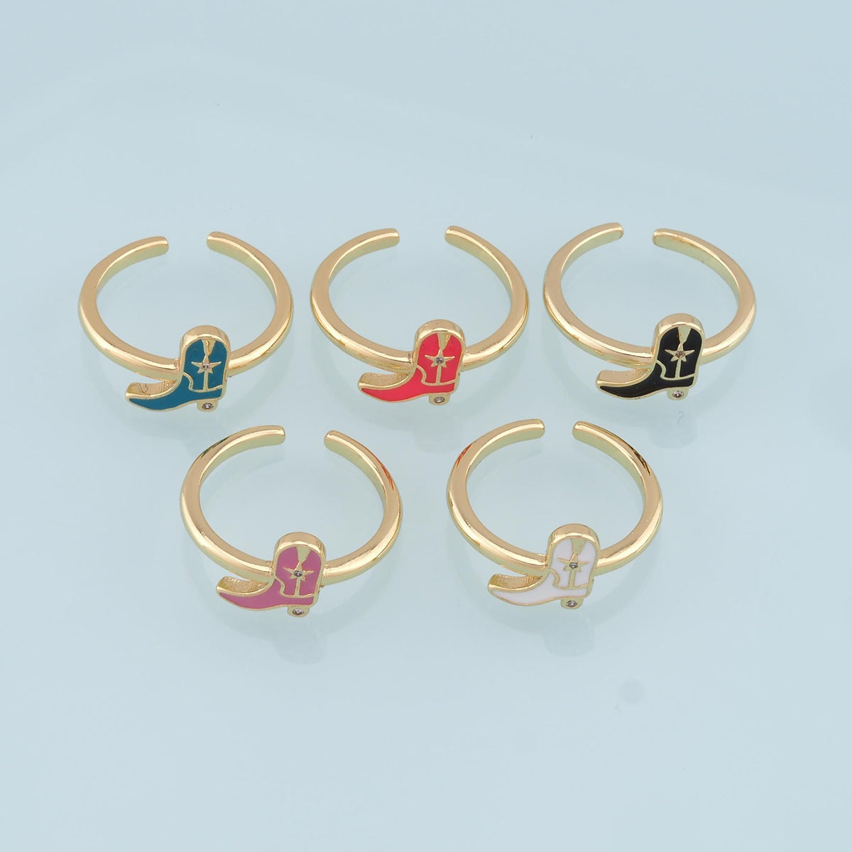 Gold Boots Ring,18K Gold Filled Enamel Boots Ring,Classic Little Bow jewelry