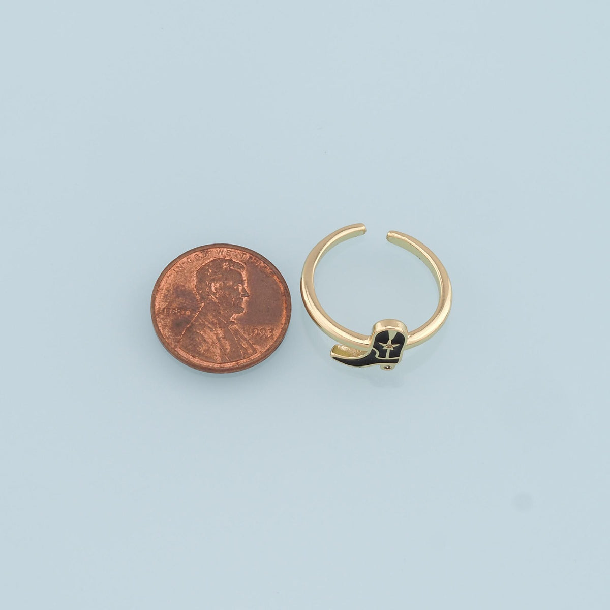 Gold Boots Ring,18K Gold Filled Enamel Boots Ring,Classic Little Bow jewelry