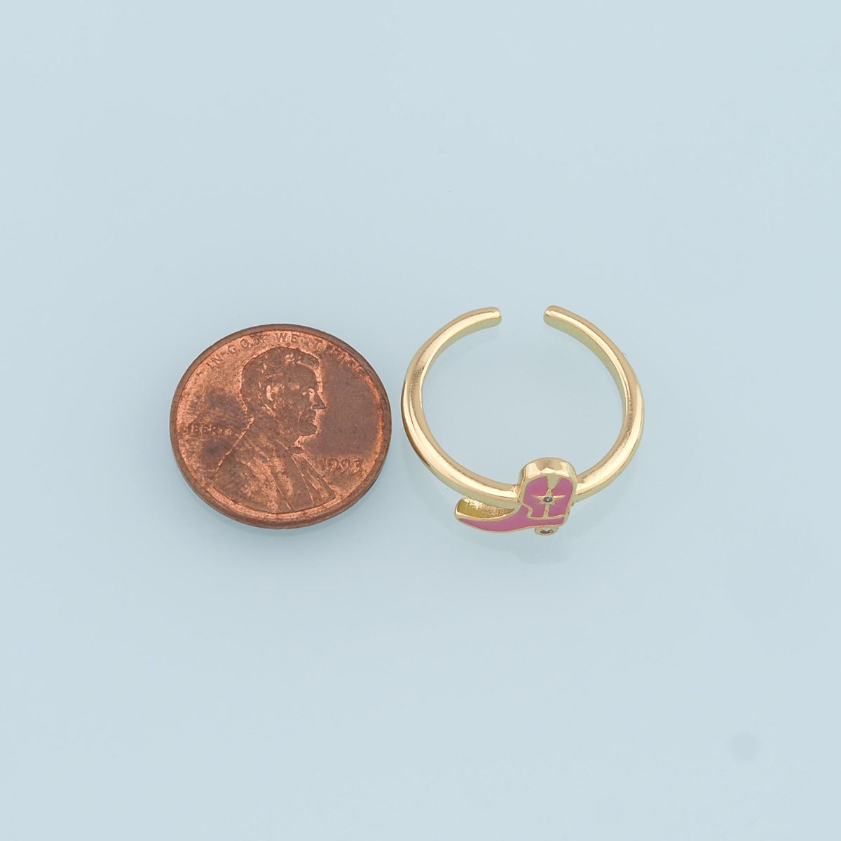 Gold Boots Ring,18K Gold Filled Enamel Boots Ring,Classic Little Bow jewelry