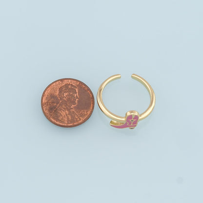 Gold Boots Ring,18K Gold Filled Enamel Boots Ring,Classic Little Bow jewelry