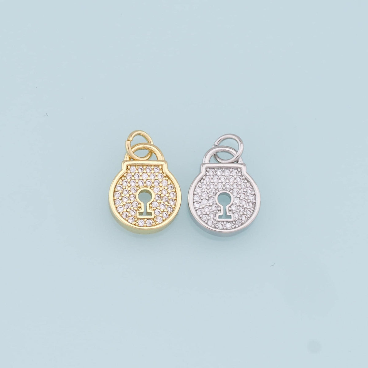Gold Key Lock Charms,18K Gold Filled Key Pendant,CZ Lock Charm Bracelet Necklace for DIY Jewelry Making Supply
