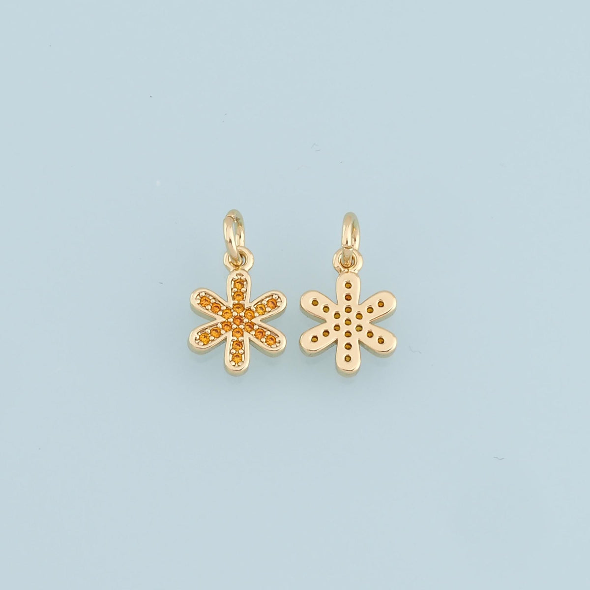 Gold Flower Charms,18K Gold Filled Flower Pendant,CZ Flower Charm Bracelet Necklace for DIY Jewelry Making Supply
