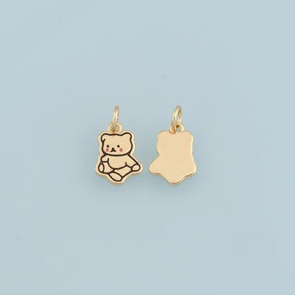 Gold Bear Charms,18K Gold Filled Bear Pendant,Cute Bear Charm Bracelet Necklace for DIY Jewelry Making Supply
